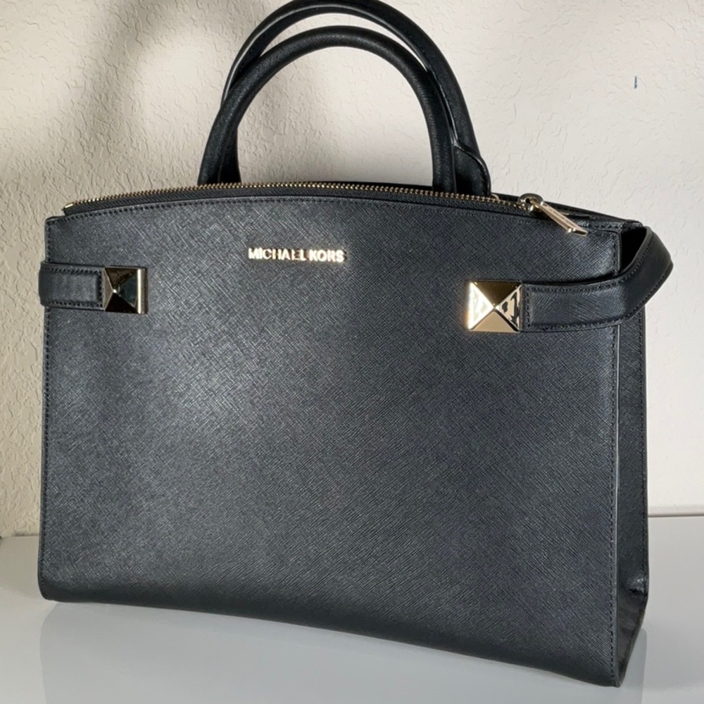Michael Kors Black Satchel with Gold Accents